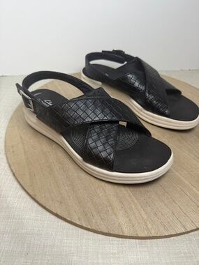 Clarks Cloudsteppers Womens Sandals Black Woven Comfort Slingback US 10